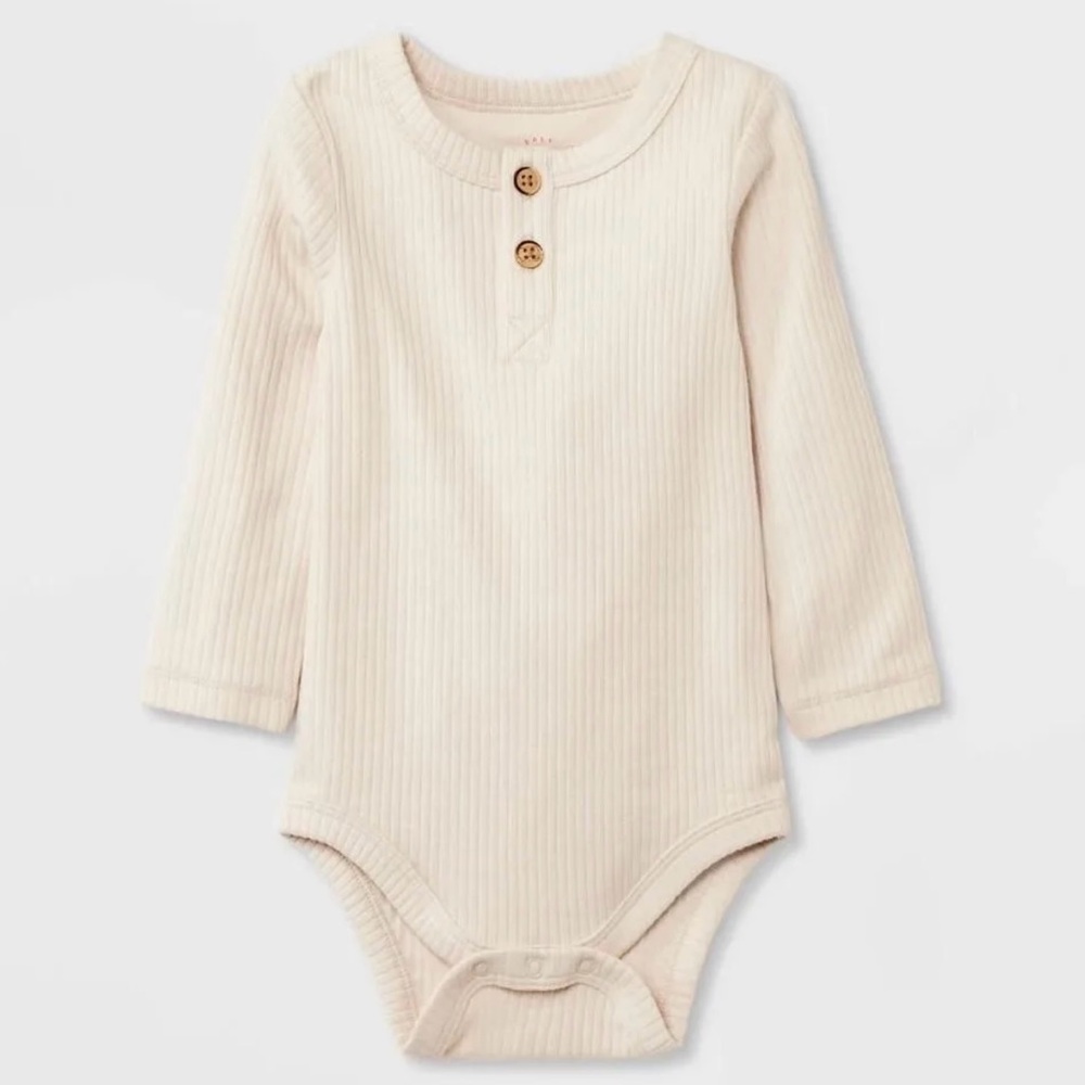 Cat & Jack- Cream Ribbed Kids One Piece- 12 mo